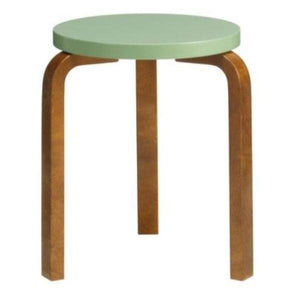 Stool 60 Stools Artek Pale Green Lacquered Seat - Legs Walnut Stained +$20.00 
