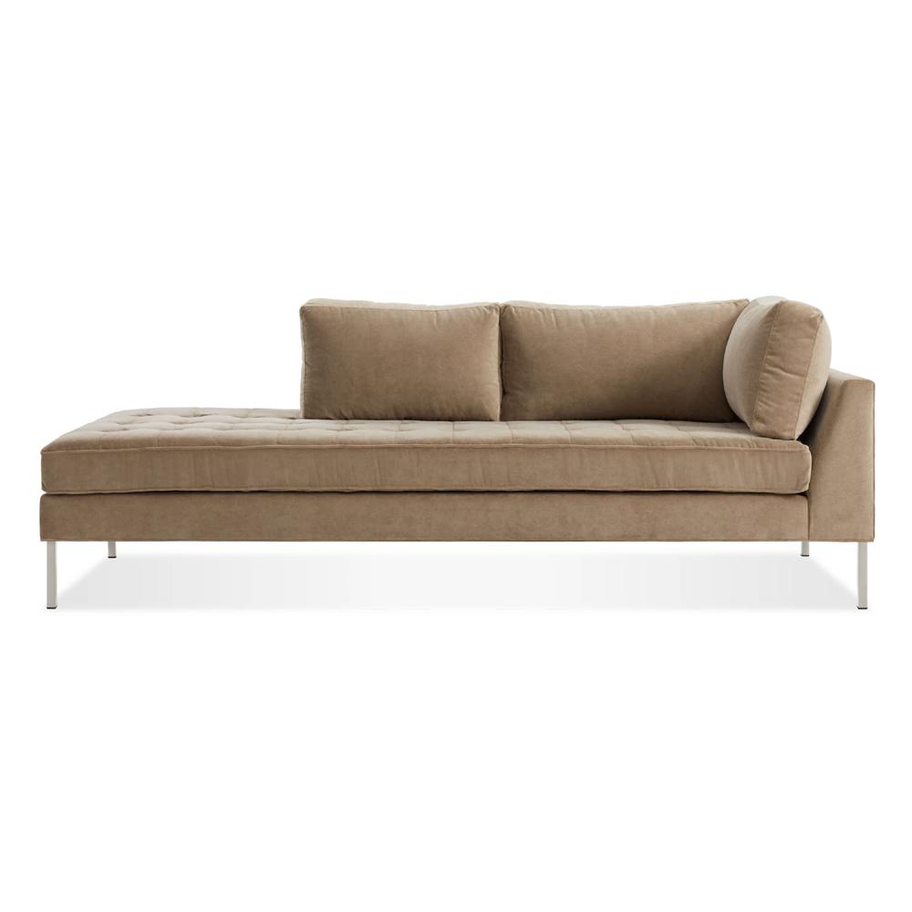 Paramount Daybed Sofa BluDot Otter Velvet Stainless Steel Left