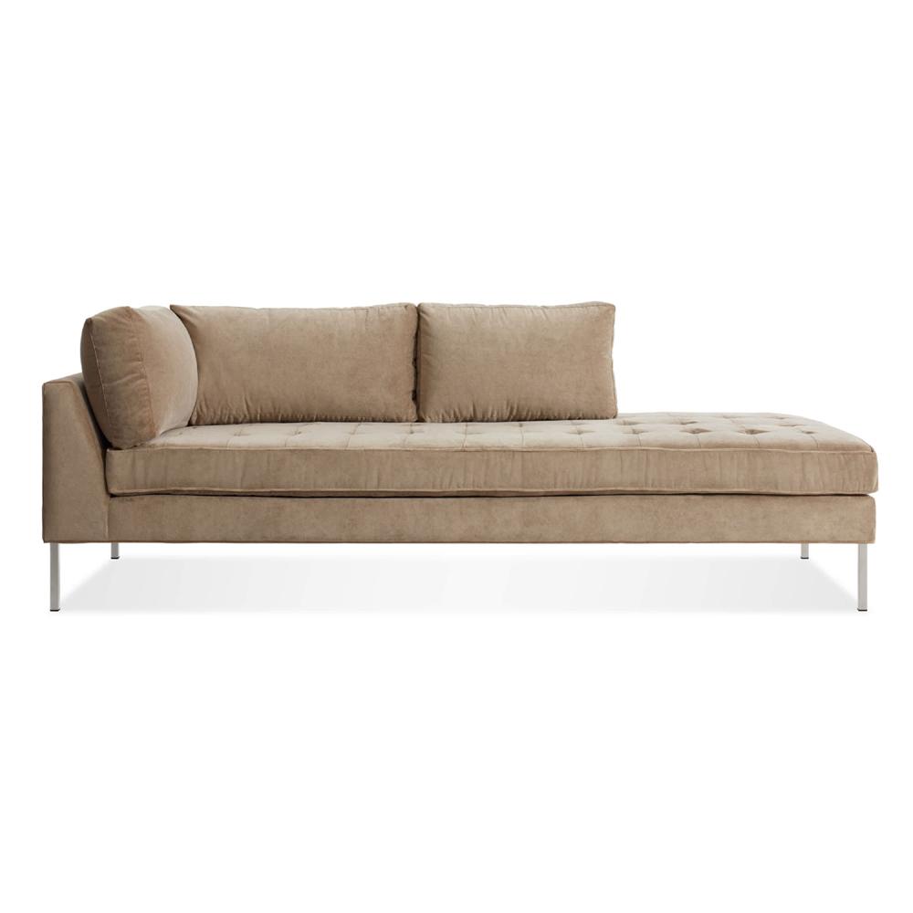 Paramount Daybed Sofa BluDot Otter Velvet Stainless Steel Right