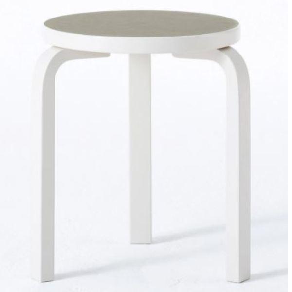 Stool 60 Stools Artek Pebble Linoleum Seat - Legs Stone White Lacquered +$20.00 