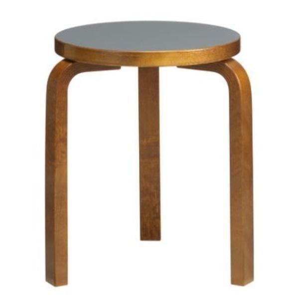 Stool 60 Stools Artek Pewter Linoleum Seat - Legs Walnut Stained +$20.00 