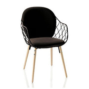 Pina Chair With Full Back Cushion Chairs Magis Full Back Cushion - Natural Beech Legs / Black Seat - Black Fabric Cushions 