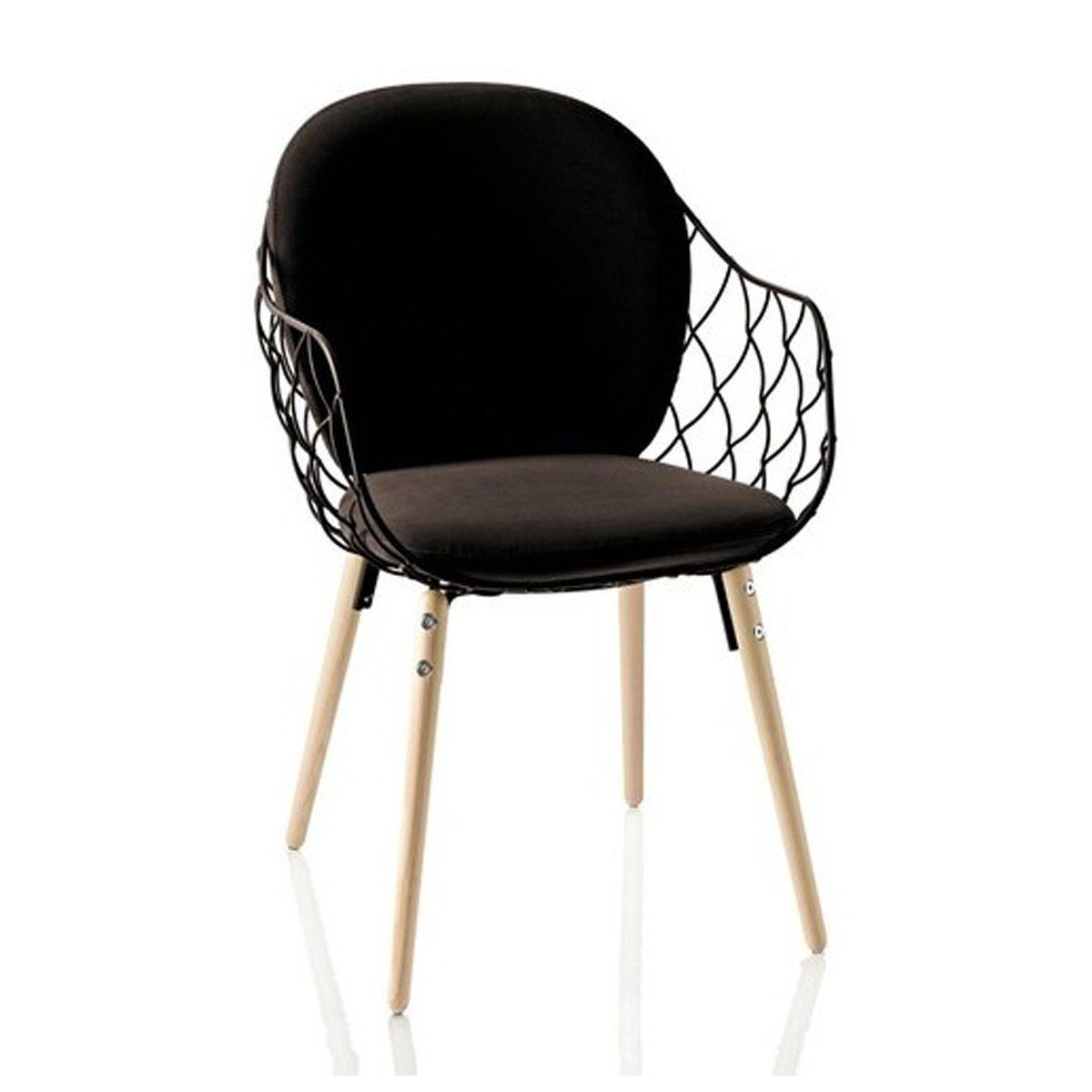 Pina Chair With Full Back Cushion Chairs Magis Full Back Cushion - Natural Beech Legs / Black Seat - Black Fabric Cushions 