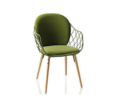 Pina Chair With Full Back Cushion Chairs Magis Full Back Cushion - Natural Beech Legs / Green Seat - Green Fabric Cushions 