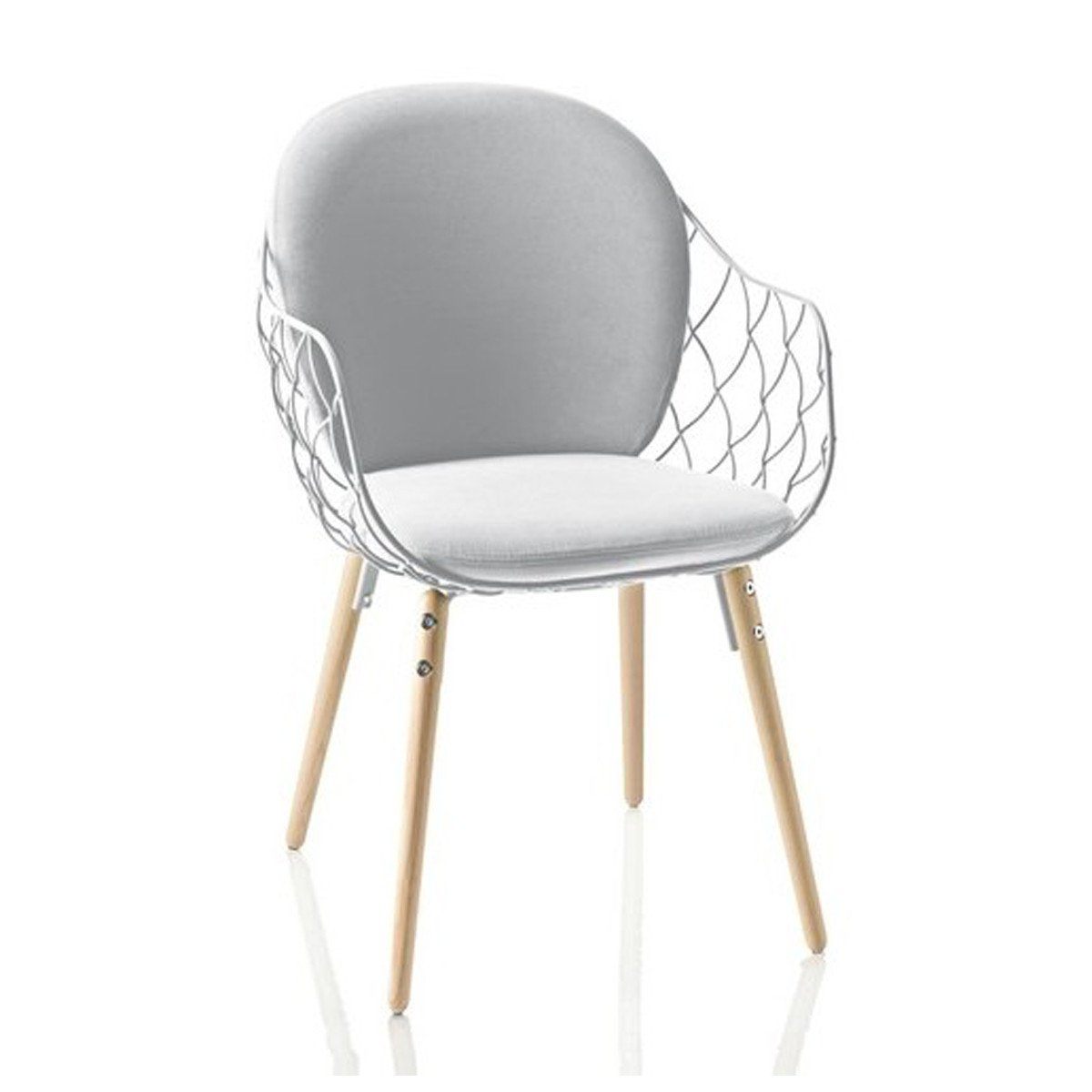 Pina Chair With Full Back Cushion Chairs Magis Full Back Cushion - Natural Beech Legs / White Seat - White Fabric Cushions 