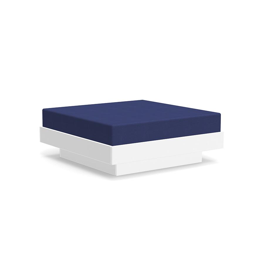 Platform One Ottoman Ottoman Loll Designs Cloud White Canvas Navy 