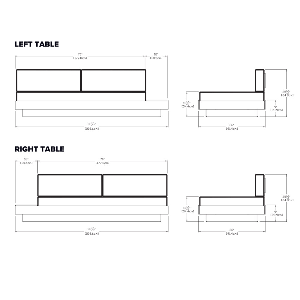 Platform One Sofa with Left or Right Table Sofas Loll Designs 