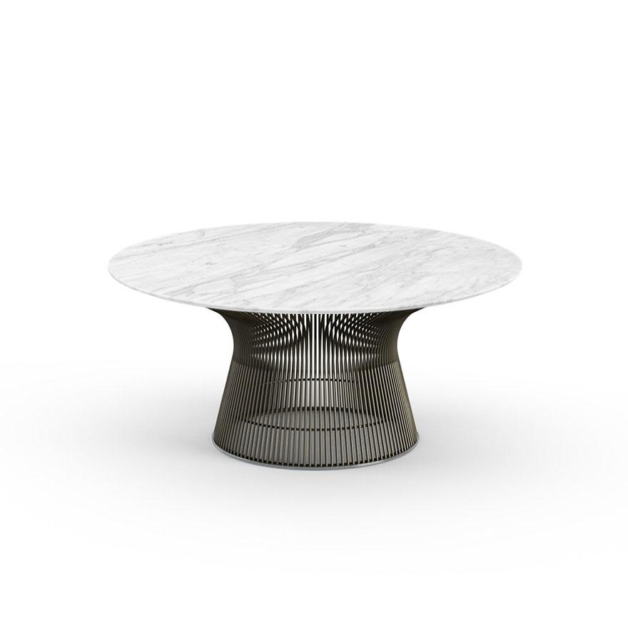 Platner Bronze 36" Coffee Table Coffee Tables Knoll Satin Finish Carrara Marble Top: White-grey + $1997.00 