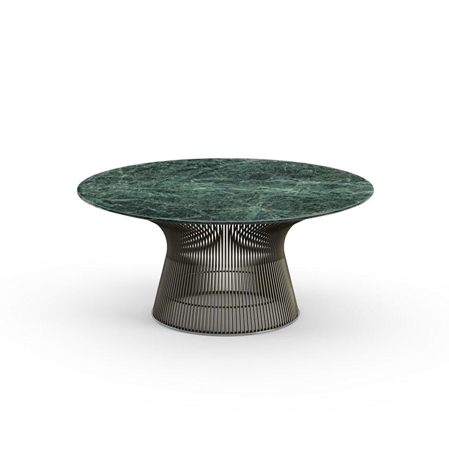 Platner Bronze 36" Coffee Table Coffee Tables Knoll Satin Finish Verdi Alpi Marble Top: Green + $3204.00 