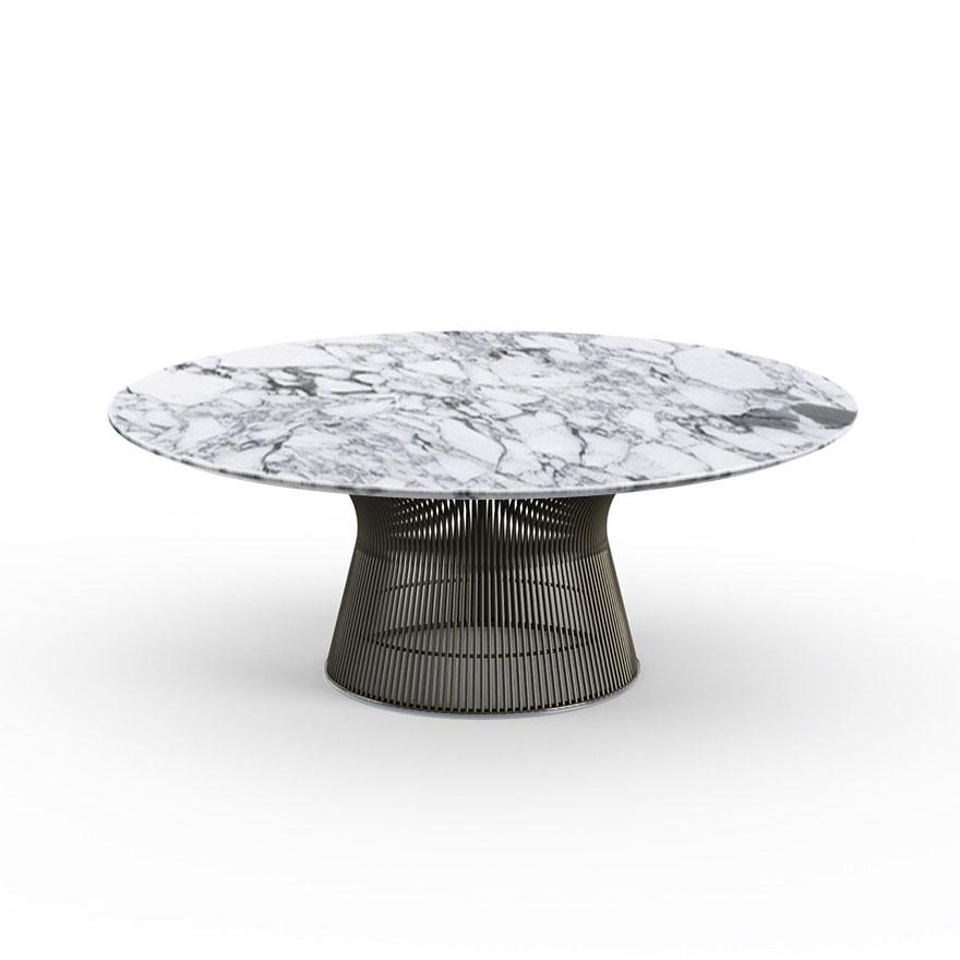 Platner Bronze 42" Coffee Table Coffee Tables Knoll Polished Finish Arabescatto Marble Top: White-grey + $2102.00 