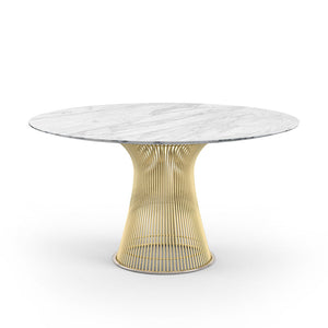 Platner Dining Table - 54 Inch Dining Tables Knoll 18K Gold Plated Carrara marble, Satin finish 