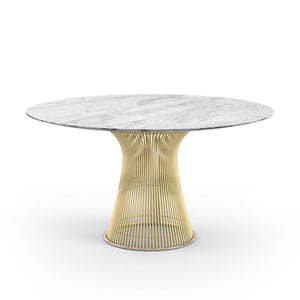 Platner Dining Table - 54 Inch Dining Tables Knoll 18K Gold Plated Carrara marble, Shiny finish 