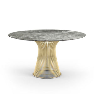 Platner Dining Table - 54 Inch Dining Tables Knoll 18K Gold Plated Grey marble, Shiny finish 