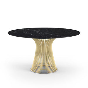 Platner Dining Table - 54 Inch Dining Tables Knoll 18K Gold Plated Nero Marquina marble, Satin finish 