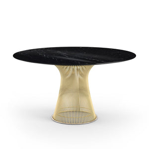 Platner Dining Table - 54 Inch Dining Tables Knoll 18K Gold Plated Nero Marquina marble, Shiny finish 