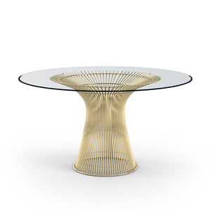 Platner Dining Table - 54 Inch Dining Tables Knoll 18K Gold Plated Clear Glass 