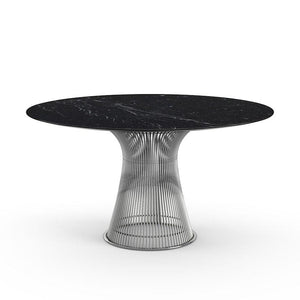 Platner Dining Table Dining Tables Knoll Polished Nickel Nero Marquina marble, Satin finish 