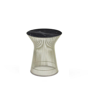 Platner Side Table side/end table Knoll Polished Nickel Nero Marquina marble, Shiny finish 