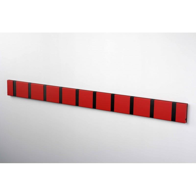 Knax Horizontal Colored Coat Hook Coat Hooks Loca 10 hooks Black Imperial Red