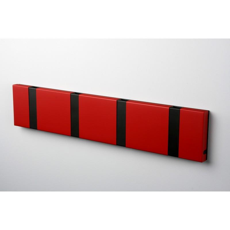 Knax Horizontal Colored Coat Hook Coat Hooks Loca 4 hooks Black Imperial Red