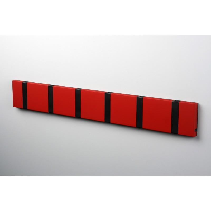 Knax Horizontal Colored Coat Hook Coat Hooks Loca 6 hooks Black Imperial Red