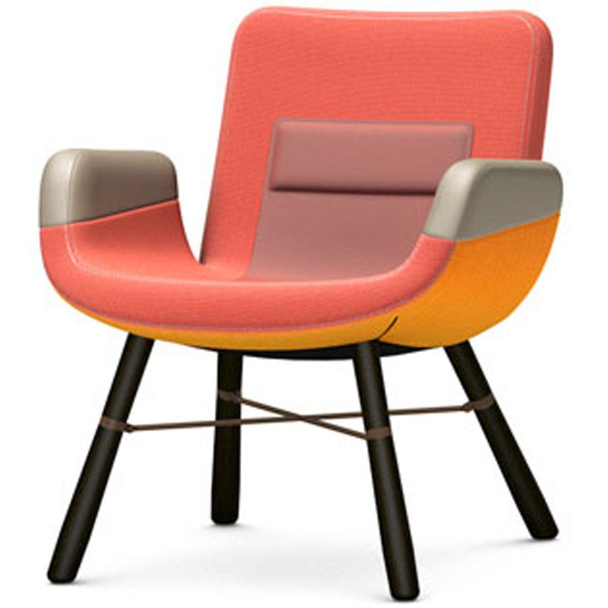 East River Lounge Chair lounge chair Vitra Fabric combination red Dark oak with protective varnish 