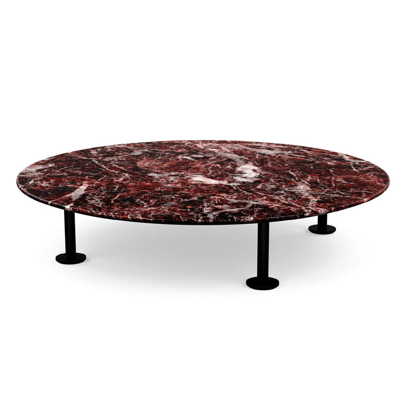 Grasshopper Coffee Table - Single Round Coffee Tables Knoll Black Rosso Rubino marble - Satin finish 