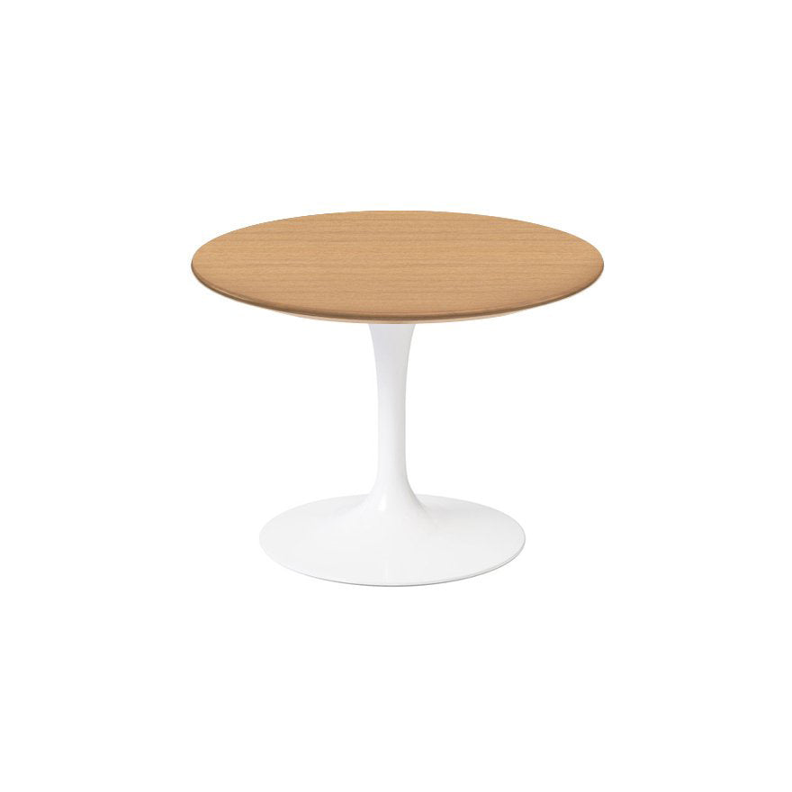 Saarinen 20-Inch Round Low Side Table side/end table Knoll White Light Oak 