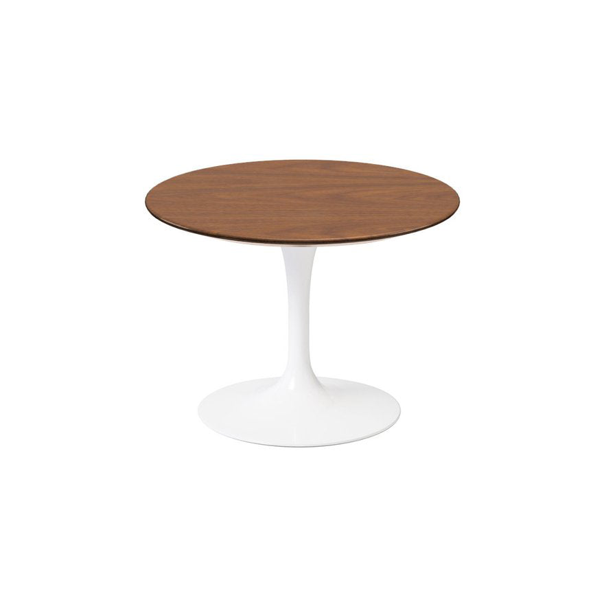 Saarinen 20-Inch Round Low Side Table side/end table Knoll White Light Walnut 