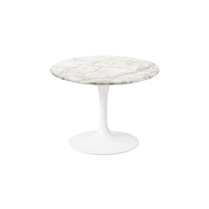 Saarinen 20-Inch Round Low Side Table side/end table Knoll White Calacatta marble, Satin finish 