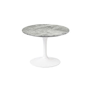 Saarinen 20-Inch Round Low Side Table side/end table Knoll White Grey marble, Satin finish 