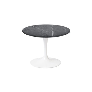 Saarinen 20-Inch Round Low Side Table side/end table Knoll White Grigio Marquina marble, Satin finish 
