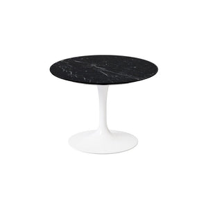 Saarinen 20-Inch Round Low Side Table side/end table Knoll White Nero Marquina marble, Satin finish 