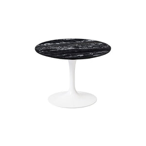 Saarinen 20-Inch Round Low Side Table side/end table Knoll White Portoro marble, Satin finish 