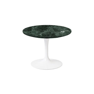 Saarinen 20-Inch Round Low Side Table side/end table Knoll White Verde Alpi marble, Satin finish 