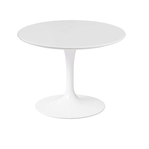 Saarinen 20-Inch Round Low Side Table side/end table Knoll White White laminate, Satin finish 