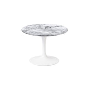 Saarinen 20-Inch Round Low Side Table side/end table Knoll White Arabescato marble, Shiny finish 