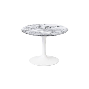 Saarinen 20-Inch Round Low Side Table side/end table Knoll White Arabescato marble, Shiny finish 