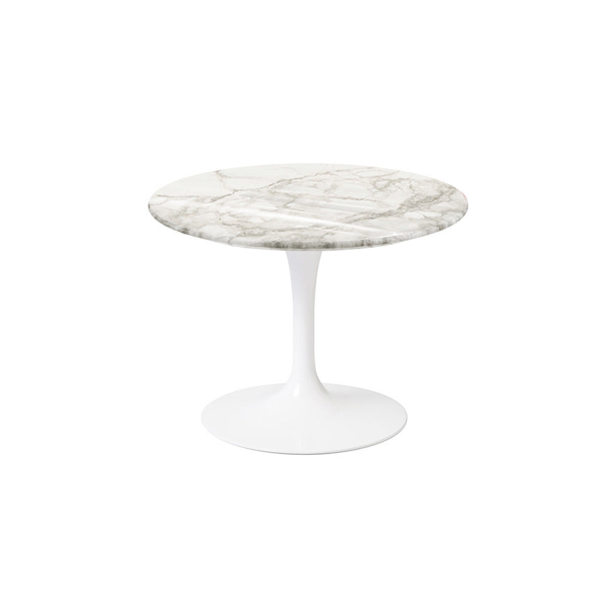 Saarinen 20-Inch Round Low Side Table side/end table Knoll White Calacatta marble, Shiny finish 