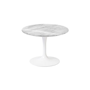 Saarinen 20-Inch Round Low Side Table side/end table Knoll White Carrara marble, Shiny finish 