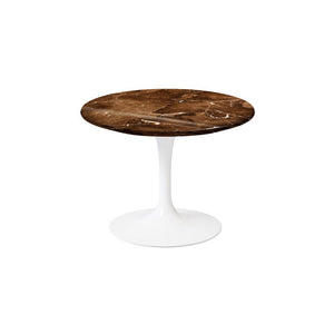 Saarinen 20-Inch Round Low Side Table side/end table Knoll White Espresso marble, Shiny finish 
