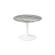 Saarinen 20-Inch Round Low Side Table side/end table Knoll White Grey marble, Shiny finish 