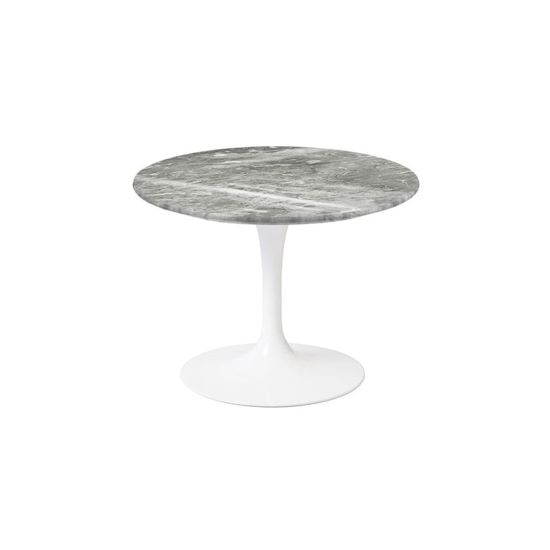 Saarinen 20-Inch Round Low Side Table side/end table Knoll White Grey marble, Shiny finish 