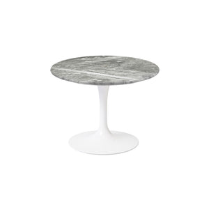 Saarinen 20-Inch Round Low Side Table side/end table Knoll White Grey marble, Shiny finish 