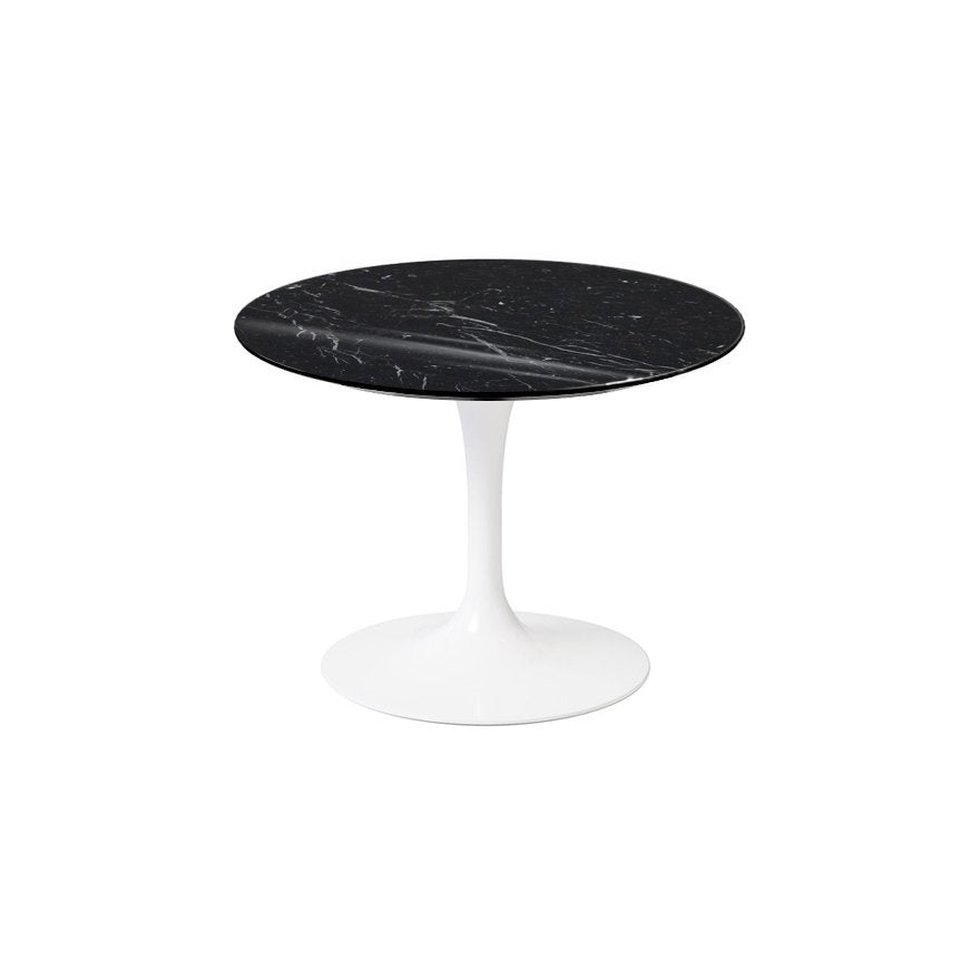 Saarinen 20-Inch Round Low Side Table side/end table Knoll White Nero Marquina marble, Shiny finish 