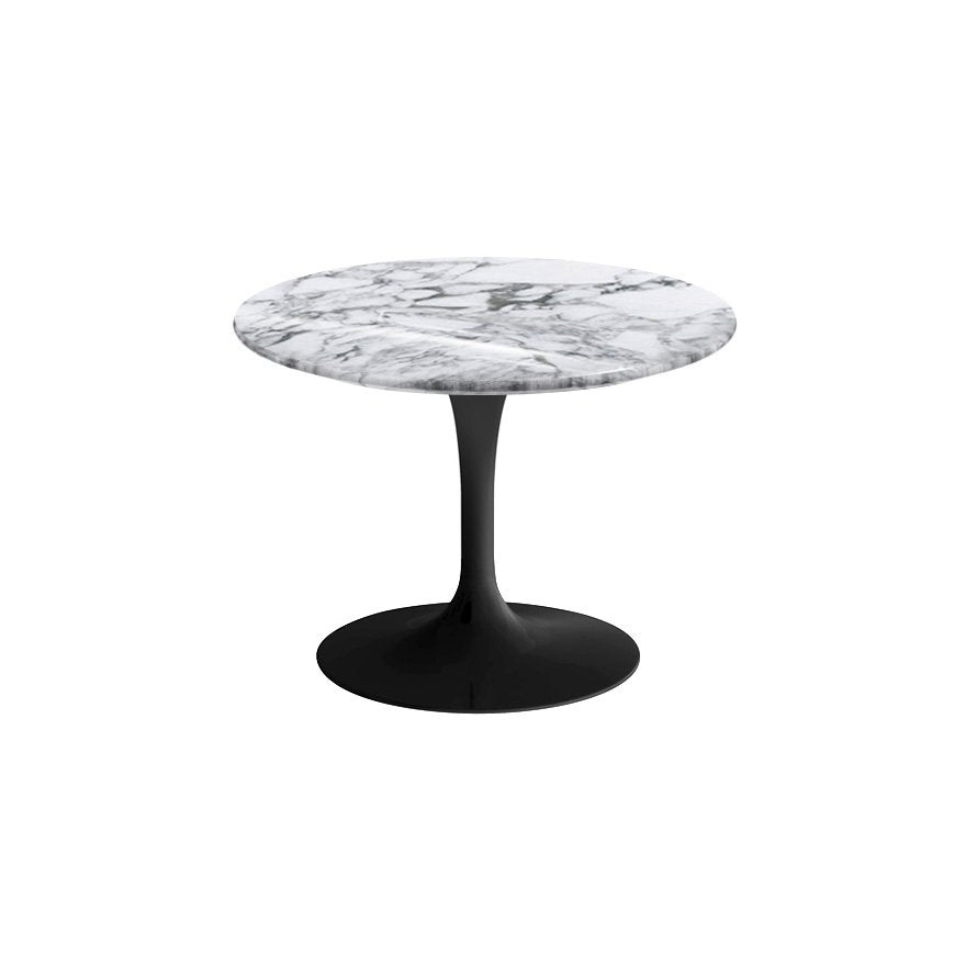 Saarinen 20-Inch Round Low Side Table side/end table Knoll Black Arabescato marble, Satin finish 