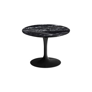 Saarinen 20-Inch Round Low Side Table side/end table Knoll Black Portoro marble, Shiny finish 