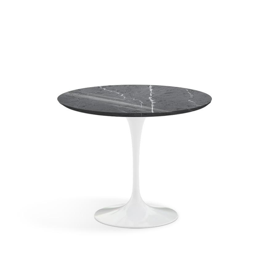 Saarinen 35&quot; Round Dining Table Dining Tables Knoll White Grigio Marquina marble, Satin finish 