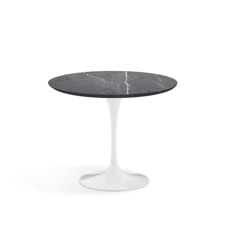 Saarinen 35" Round Dining Table Dining Tables Knoll White Grigio Marquina marble, Shiny finish 