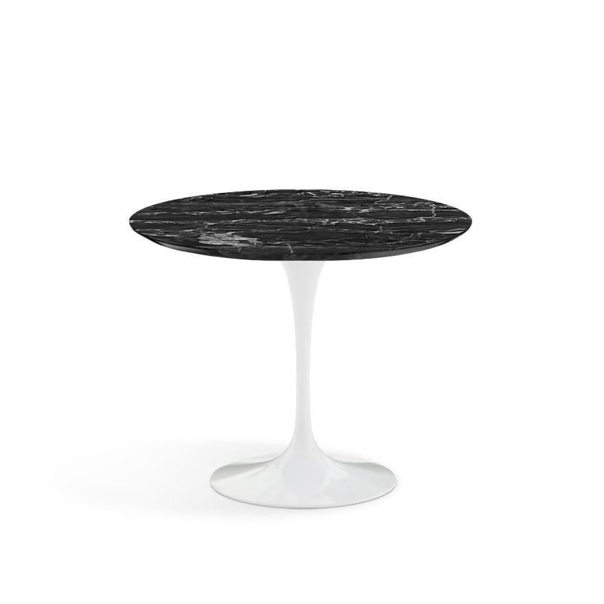 Saarinen 35&quot; Round Dining Table Dining Tables Knoll White Portoro marble, Shiny finish 